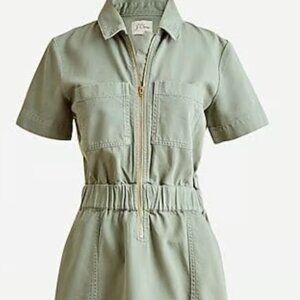 J.Crew Zip Front Chino Utility Shirtdress in Slate Green Sz 16